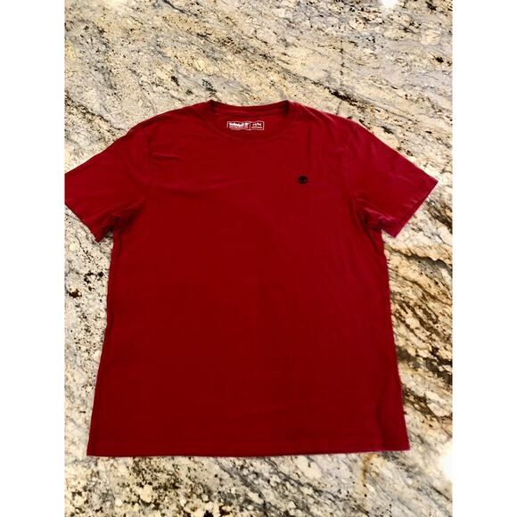 Timberland Red Short Sleeve T-Shirt Men’s Medium | Casual Logo Tee - Picture 1 of 6